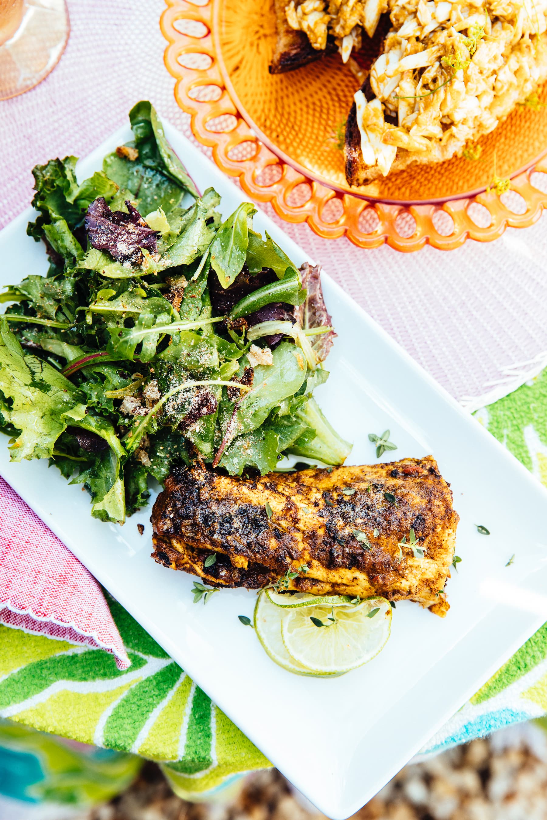West Indies Fish, Salad, and Crab Toast